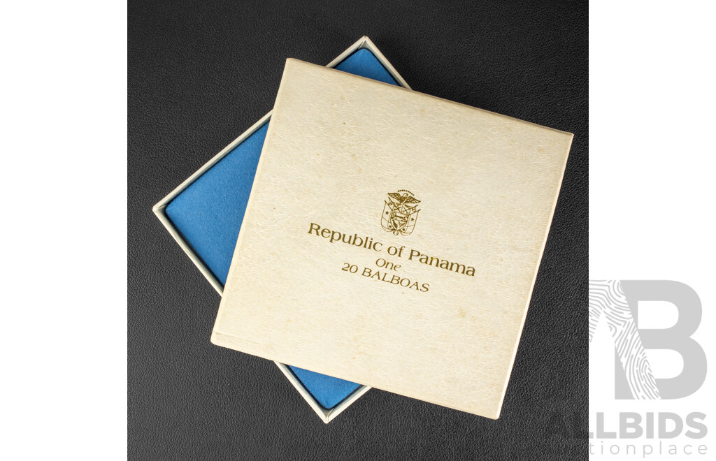 Panama Franklin Mint 1974 Silver Proof Twenty Balboas Coin, Simon Bolivar .925