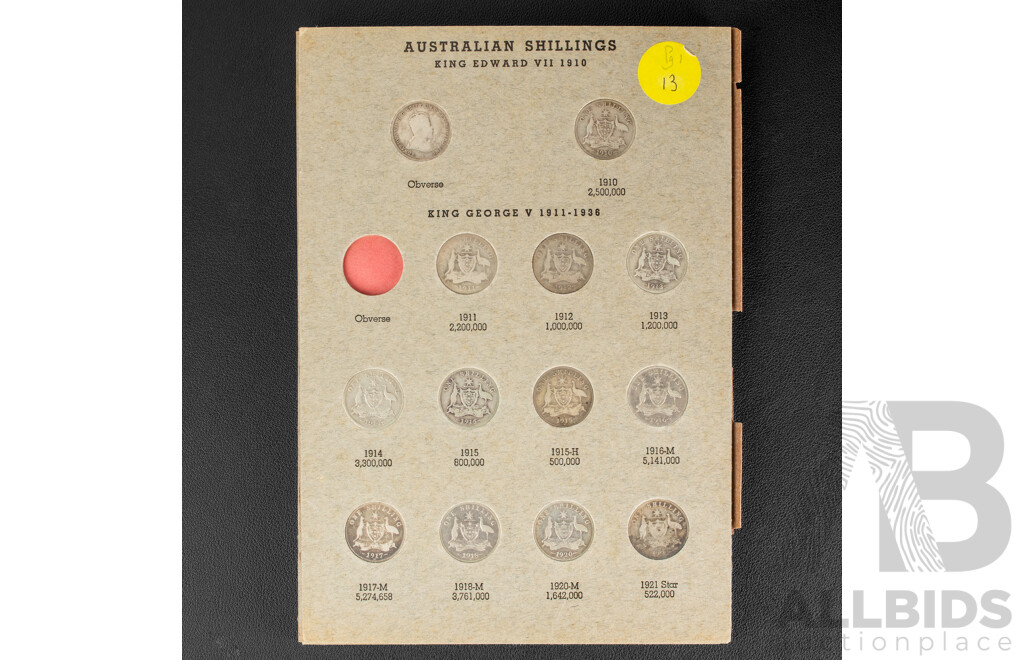 Dansco Album of Australian Silver Shillings, 49 Coins