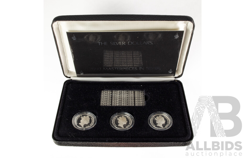 Australian RAM 1990 Masterpieces in Silver Proof Set, the Silver Dollars .925