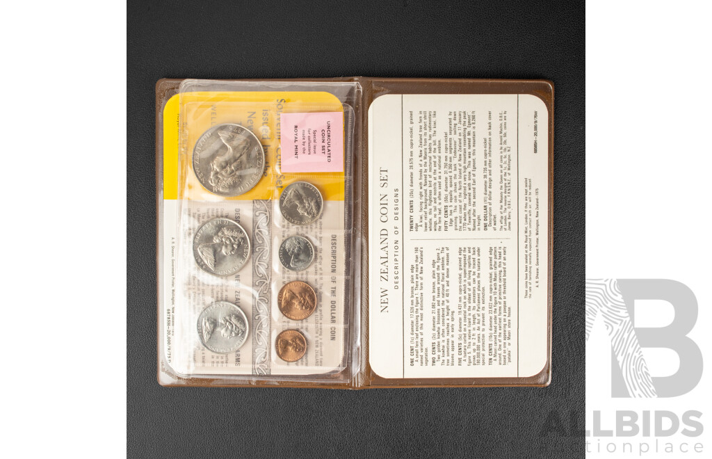 Four New Zealand Coin Sets Including 1965 and 1967 Pounds/Cents Sets and 1976 UNC Set