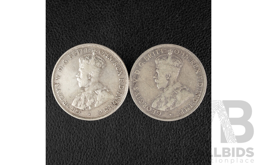 Two Australian KGV Silver Shillings, 1935 and 1936  .925