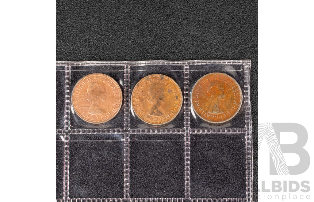 Collection of Australian Half Pennies, Consecutive 1911 to 1964 (Lacking 1923) Including 1915H, 1916I, 1917I, 1918I, 1939 COA and Kangaroo