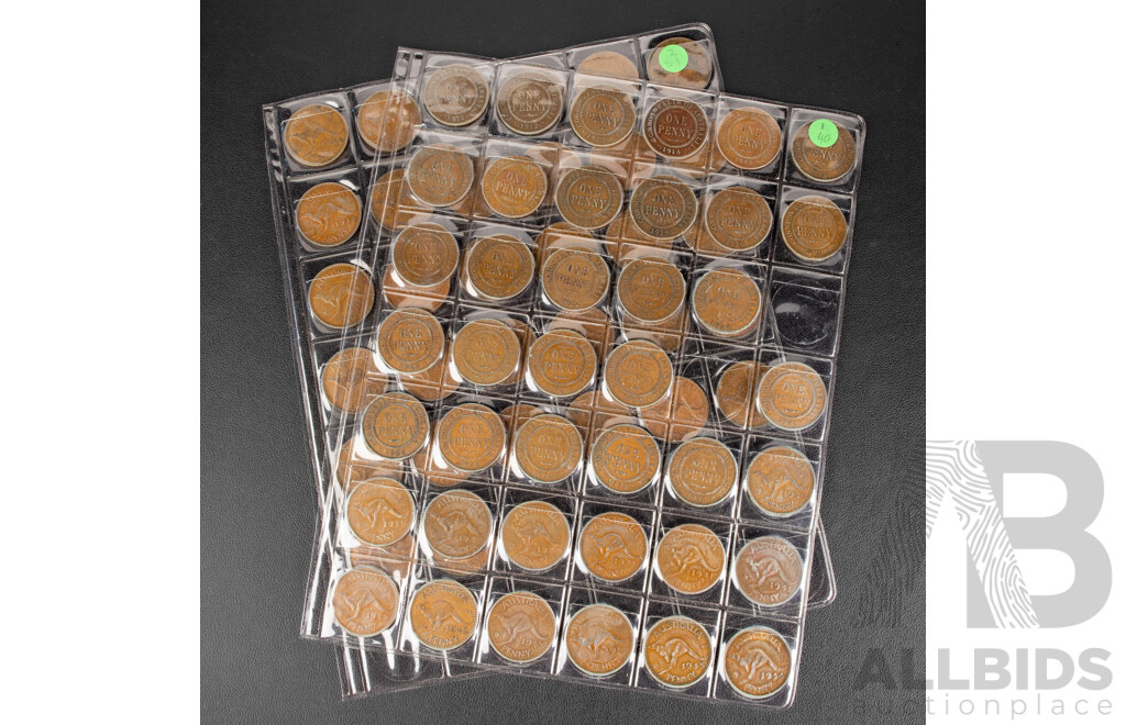 Collection of Australian Pennies, Consecutive 1911 to 1964 (Lacking 1925, 1930, 1946) Including 1916I, 1917I, 1918I