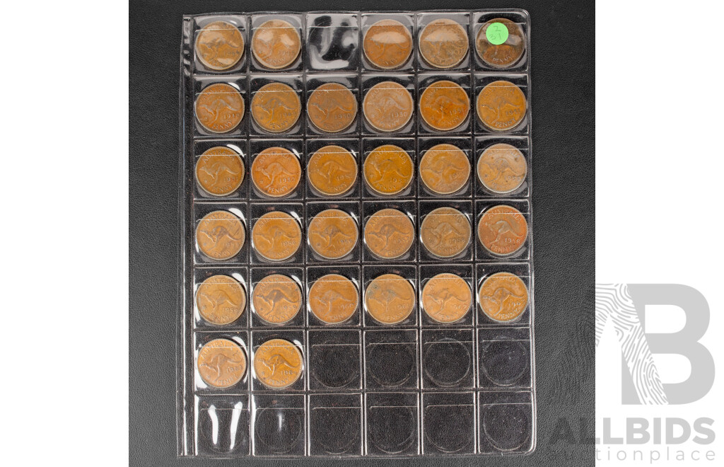 Collection of Australian Pennies, Consecutive 1911 to 1964 (Lacking 1925, 1930, 1946) Including 1916I, 1917I, 1918I