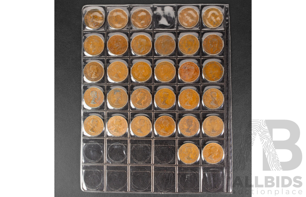 Collection of Australian Pennies, Consecutive 1911 to 1964 (Lacking 1925, 1930, 1946) Including 1916I, 1917I, 1918I