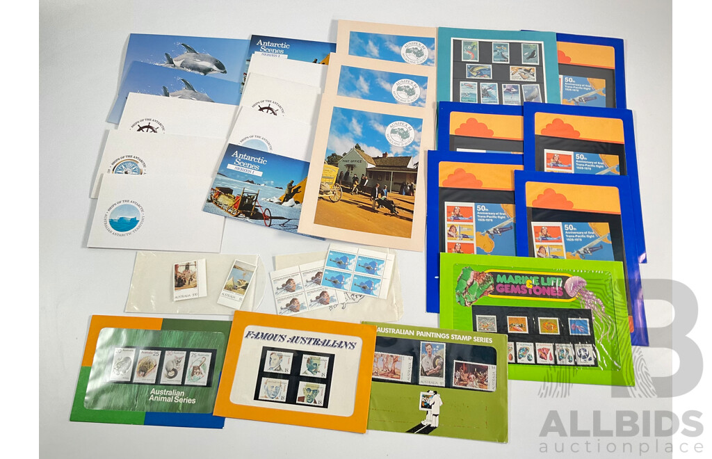 Collection of Australian 1970's and 80's Mint Stamps and Packs Including Painting Series Five and Ten Dollar, Antarctic Territory