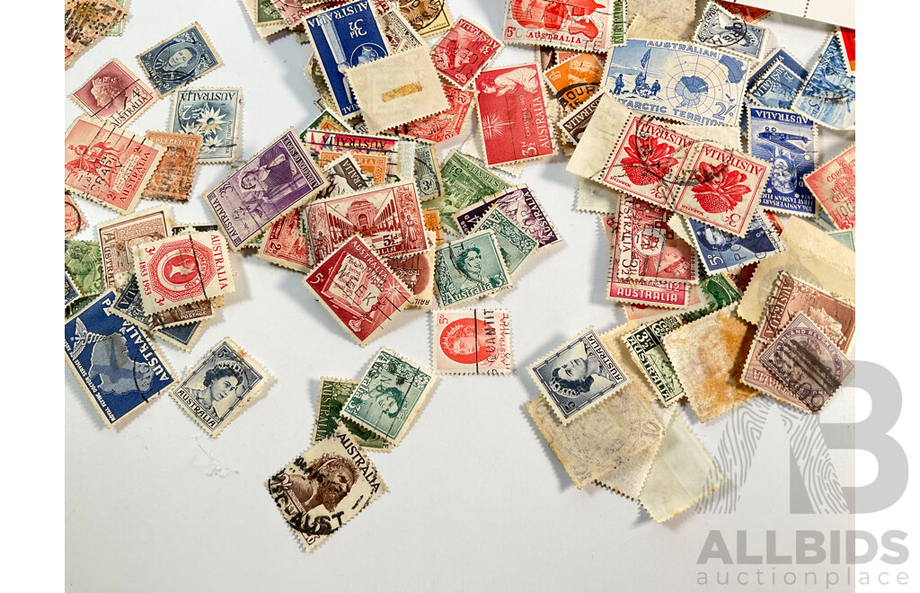 Two Australian 1982 Annual Stamp Albums, 1977 Mint QE2 Jubilee Stamp Set Sheets, Cancelled Predecimal Stamps Spanning 1890's QV to 1960's