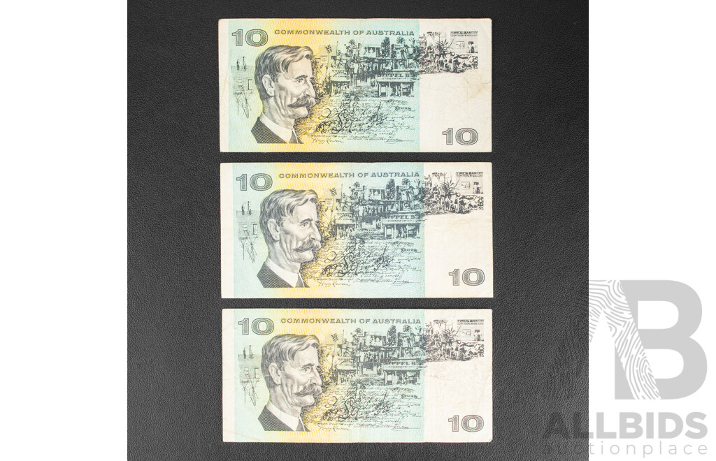 Three Australian Ten Dollar Notes Including 1966 Coombs/Wilson R301 and Two 1972 Phillips/Wheeler R304