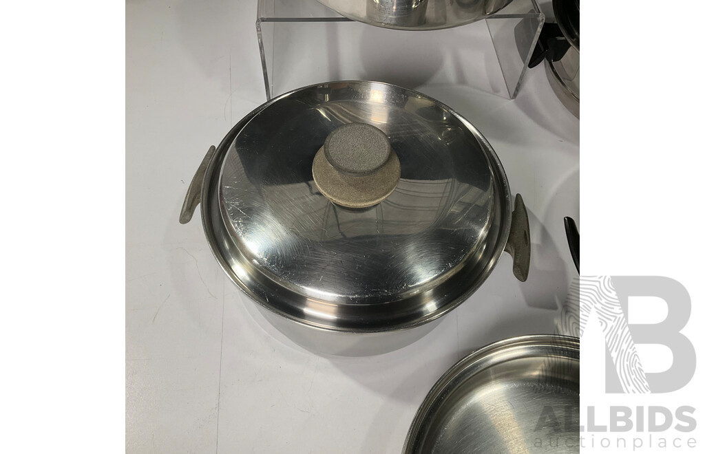 1970's Kitchen Steel Pot, Pans and Warmer Set