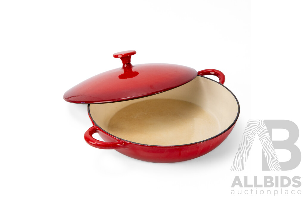 Cast Iron Enameled Lidded Cooking Pan