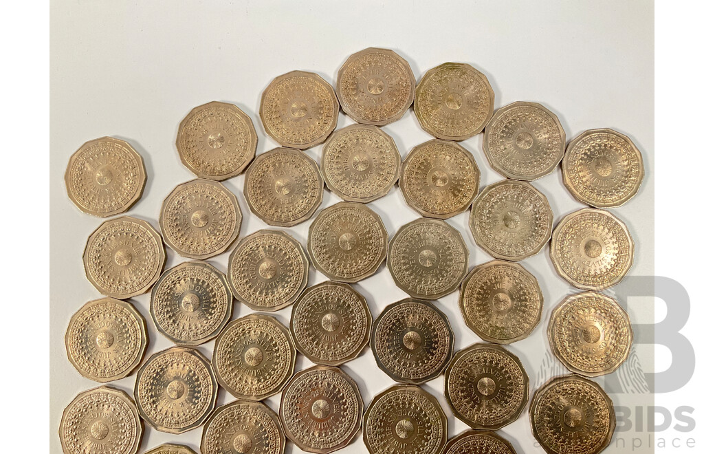 Collection of Australian Commemorative Fifty Cent Coins, Forty Five 1977 Jubilee and Fifty Four 1982 Commonwealth Games