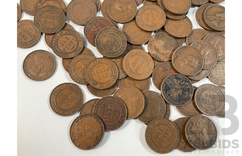 Collection of Australian KGV Pennies, Examples Spanning 1916 to 1934
