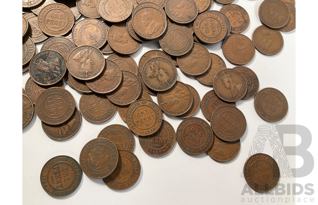 Collection of Australian KGV Pennies, Examples Spanning 1916 to 1934