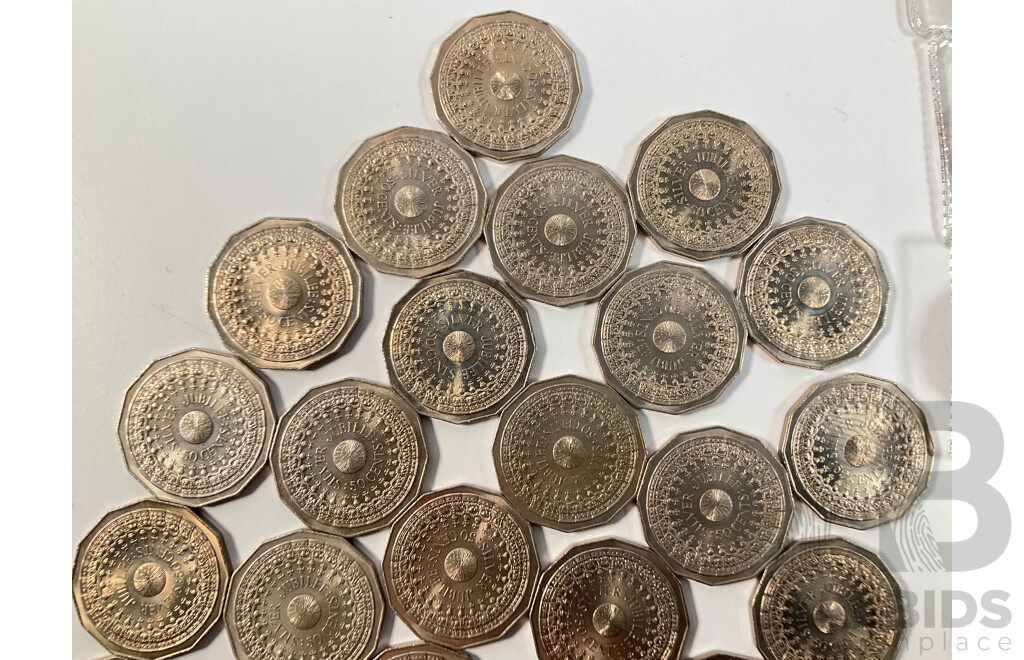 Forty One Australian 1977 Fifty Cent Coins, Silver Jubilee High Grade