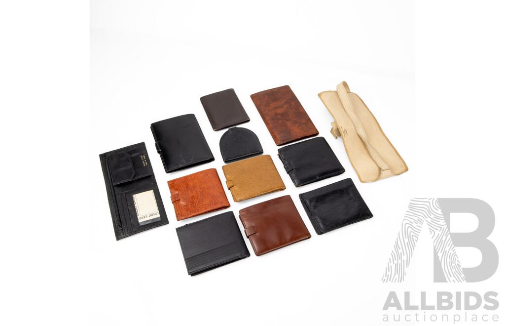 Collection of Vintage Leather Wallets, Purses and Pocket Watch Pouch Including Tommy Hilfiger, Oroton, Pierre Cardin, Baron