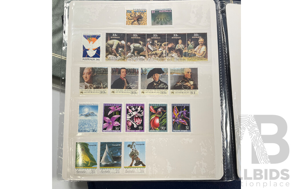 Five Australian Annual Stamp Albums Including 1982, 1985(2) 1986(2)