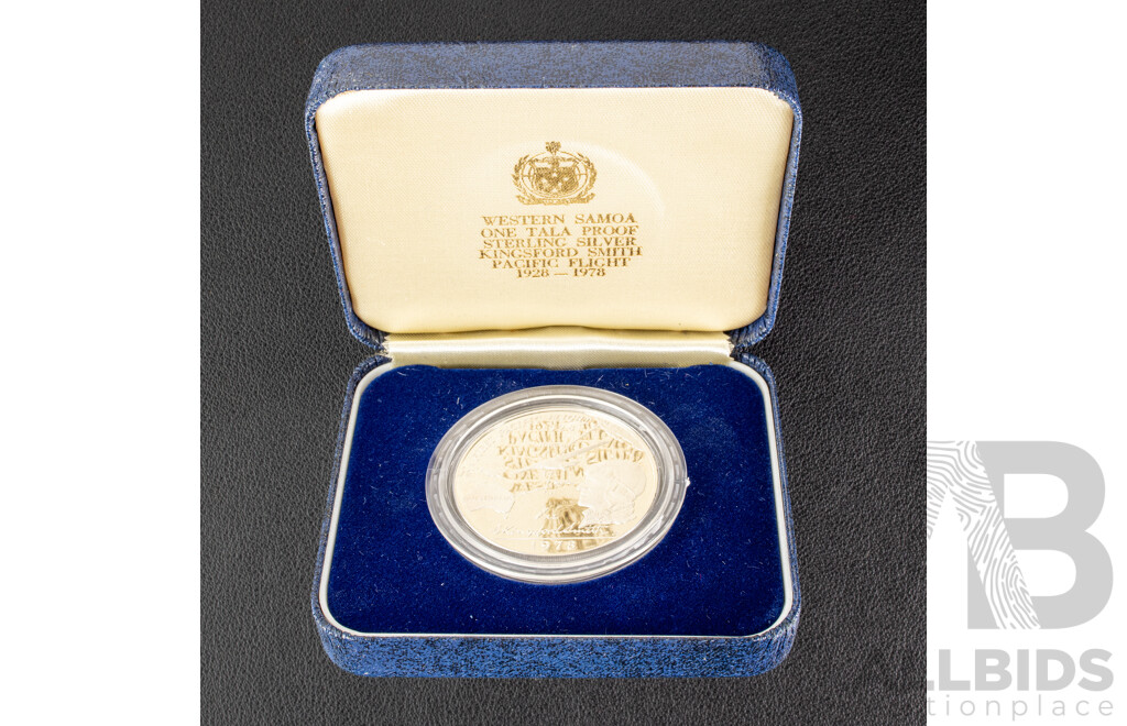 Western Samoa 1978 Silver Proof One Tala Coin, Kingsford Smith Pacific Flight 1928-1978