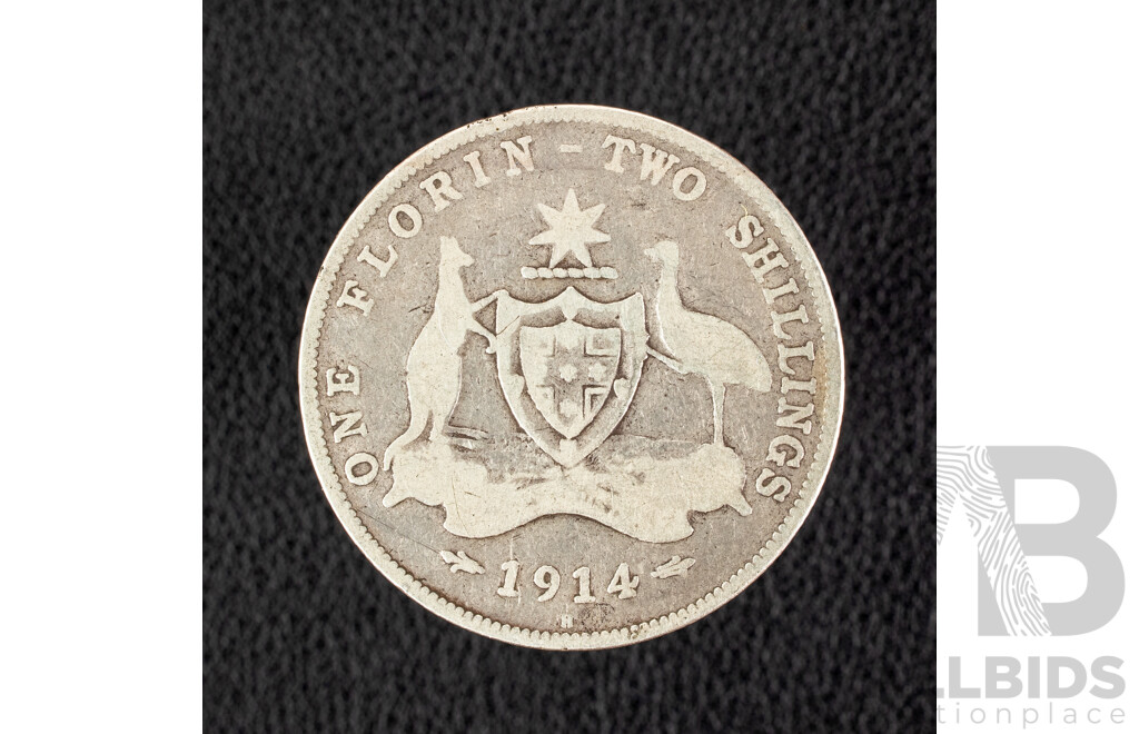 Australian KGV 1914H Silver Florin .925