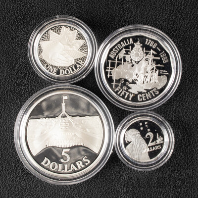 Australian RAM 1988 Four Silver Proof Coin Set, Masterpieces in Silver .925