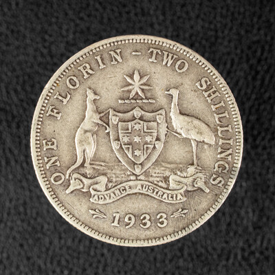 Australian 1933 KGV Silver Florin .925