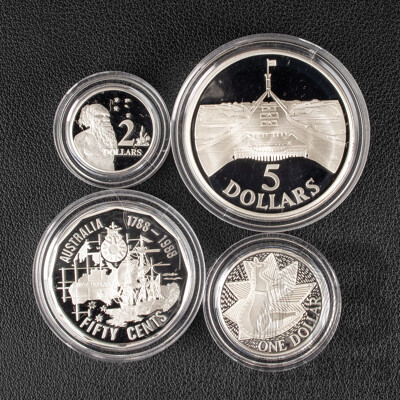 Australian RAM 1988 Four Silver Proof Coin Set, Masterpieces in Silver .925