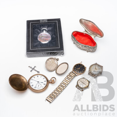 Collection of Vintage Watches, Jewellery and Trinket Box - Lot of 8