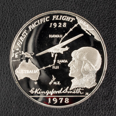 Western Samoa 1978 Silver Proof One Tala Coin, Kingsford Smith Pacific Flight 1928-1978