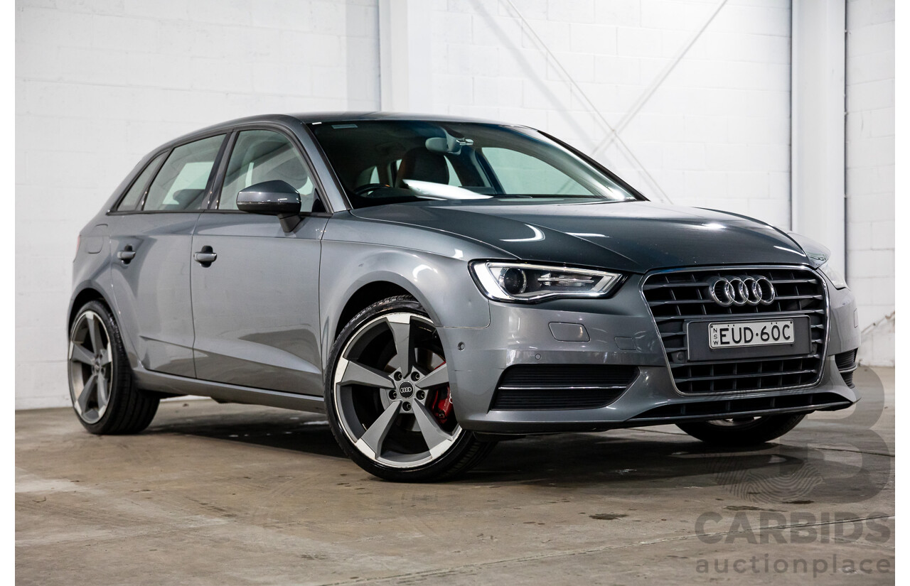 11/2013 Audi A3 Sportback 1.4 TFSI Attraction 8P MY13 5d Hatchback Monsoon Grey Metallic Turbo 1.4L