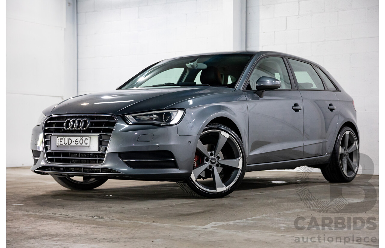 11/2013 Audi A3 Sportback 1.4 TFSI Attraction 8P MY13 5d Hatchback Monsoon Grey Metallic Turbo 1.4L