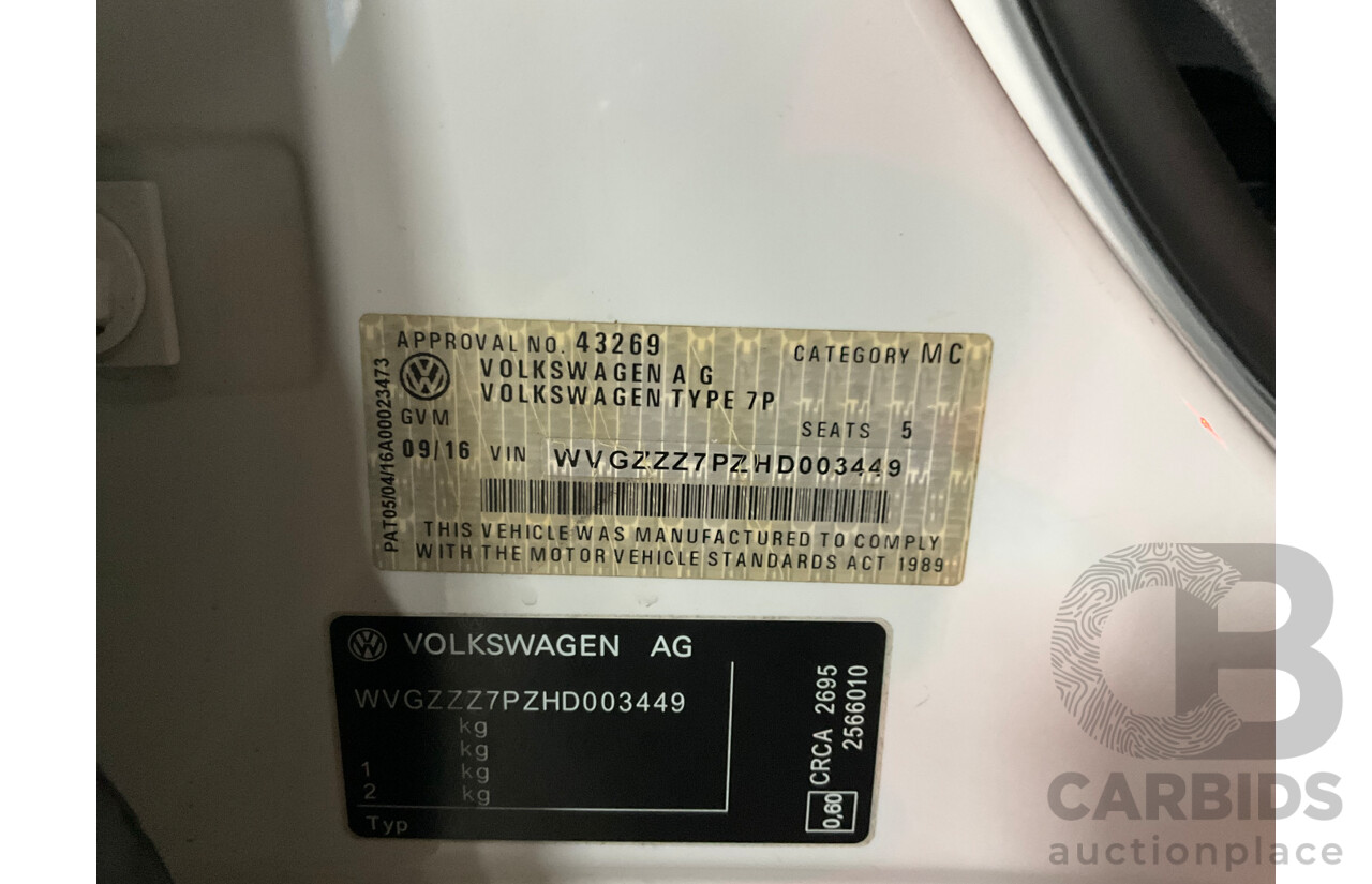 08/2016 Volkswagen Touareg V6 Wolfsburg Edition (AWD) 7P MY17 4d Wagon Pure White Turbo Diesel V6 3.0L