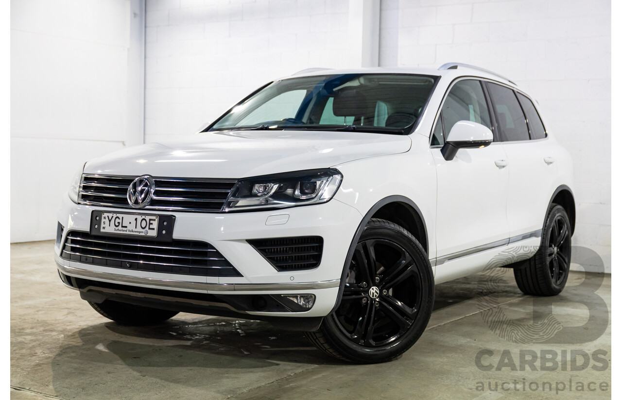 08/2016 Volkswagen Touareg V6 Wolfsburg Edition (AWD) 7P MY17 4d Wagon Pure White Turbo Diesel V6 3.0L