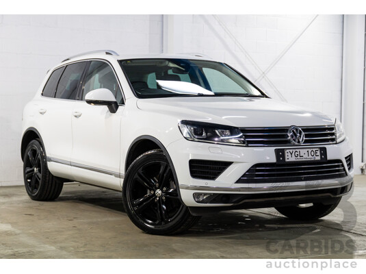 08/2016 Volkswagen Touareg V6 Wolfsburg Edition (AWD) 7P MY17 4d Wagon Pure White Turbo Diesel V6 3.0L