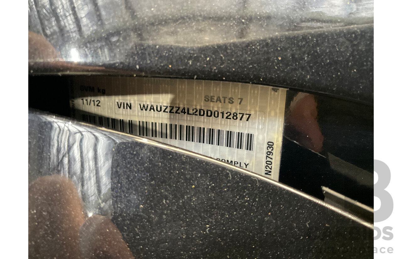 11/2012 Audi Q7 S-Line 3.0 TDI Quattro MY12 4d Wagon Orca Black Metallic Turbo Diesel V6 3.0L