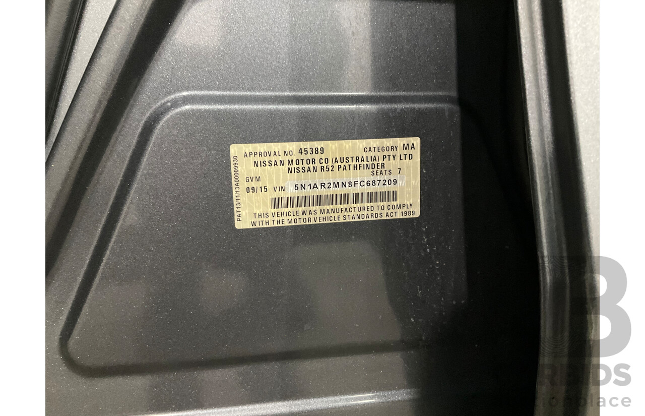9/2015 Nissan Pathfinder ST (4x2) R52 4d Wagon Gun Grey Metallic V6 3.5L
