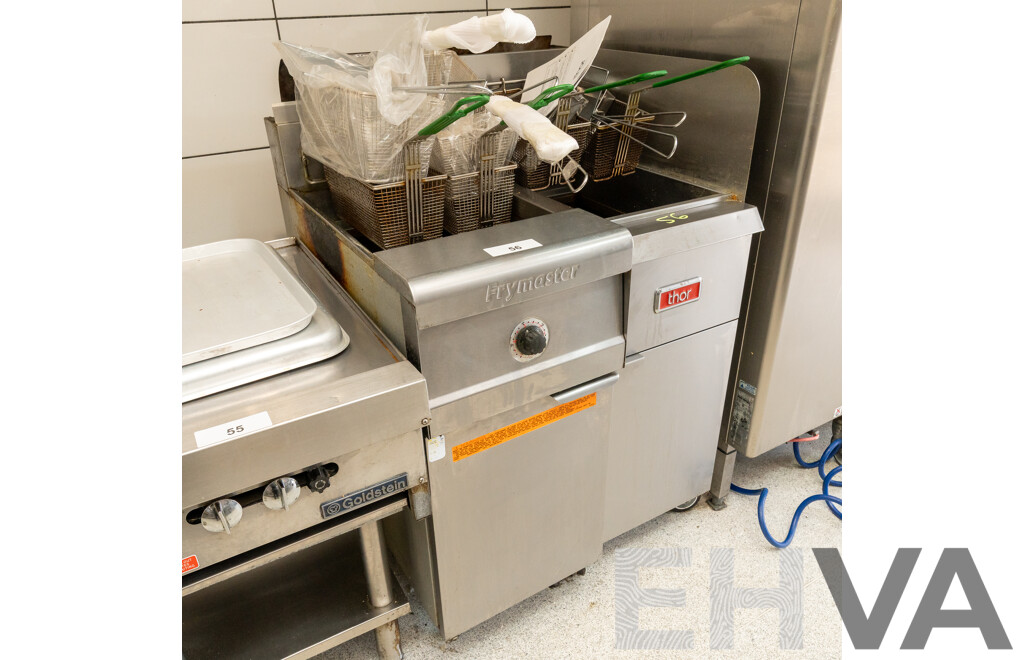 Goldstein Frymaster and Thor Natural Gas Single Bay Deep Fryer Combination Unit