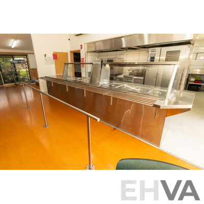 Hot/Cold Food Service and Preparation Station with Tray Rack and Hand Rail