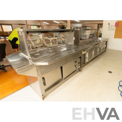 Hot/Cold Food Service and Preparation Station with Tray Rack and Hand Rail