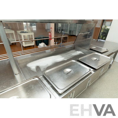 Hot/Cold Food Service and Preparation Station with Tray Rack and Hand Rail