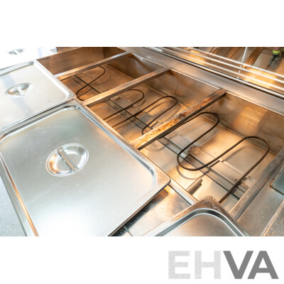 Hot/Cold Food Service and Preparation Station with Tray Rack and Hand Rail