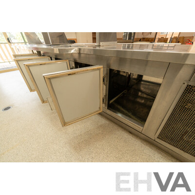Hot/Cold Food Service and Preparation Station with Tray Rack and Hand Rail