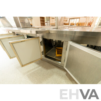 Hot/Cold Food Service and Preparation Station with Tray Rack and Hand Rail