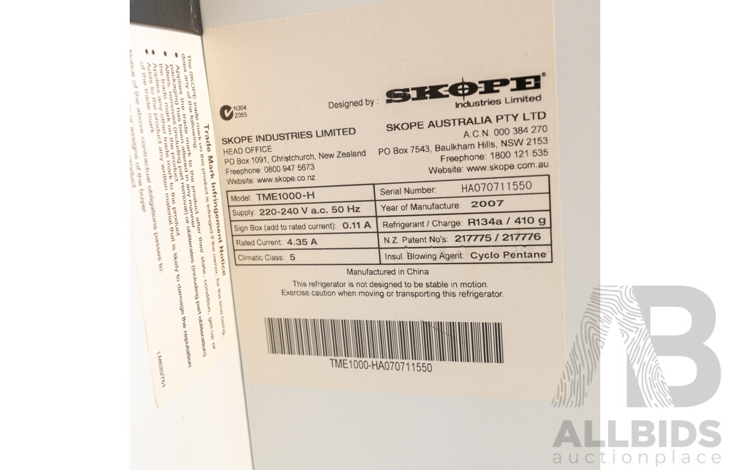 Skope 1000 Litre Two Door Upright Commercial Display Refrigerator