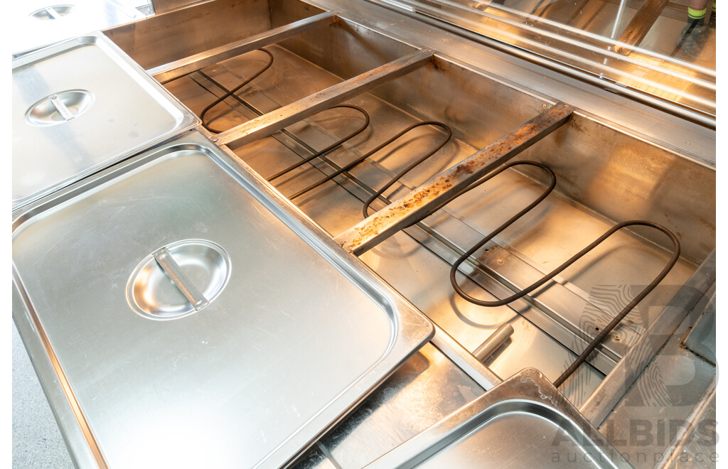 Hot/Cold Food Service and Preparation Station with Tray Rack and Hand Rail