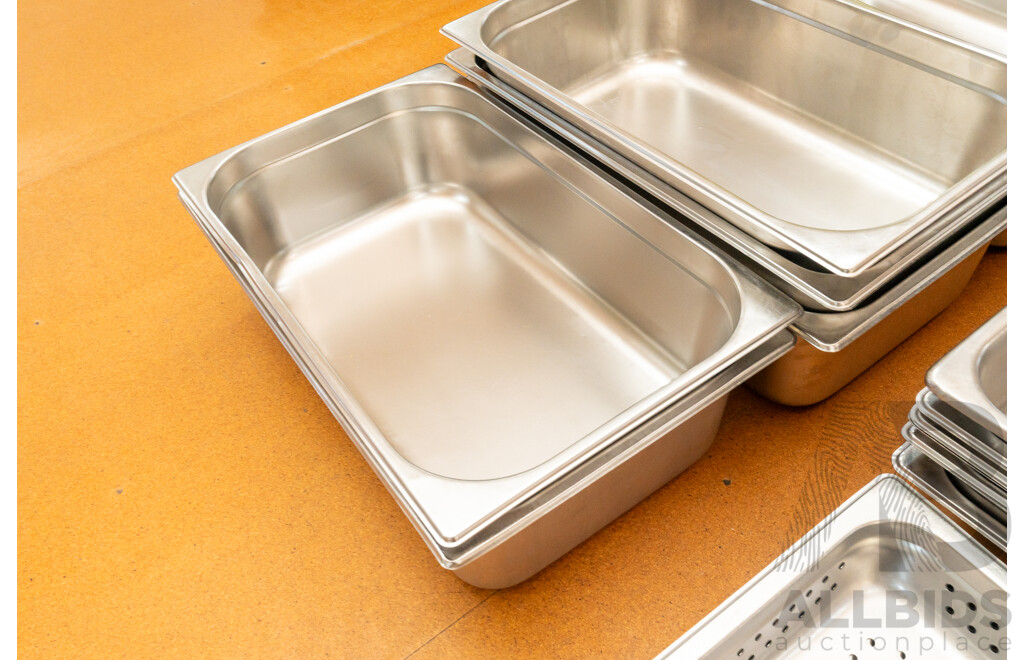Selection of Stainless Steel Food Service Trays and Strainers