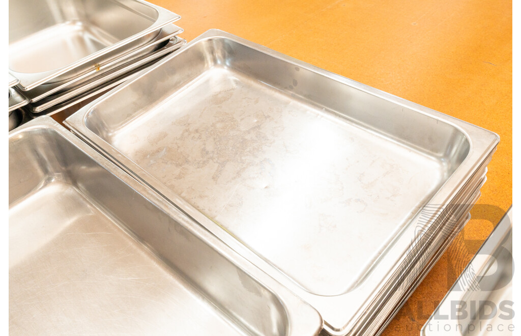 Selection of Stainless Steel Food Service Trays and Strainers