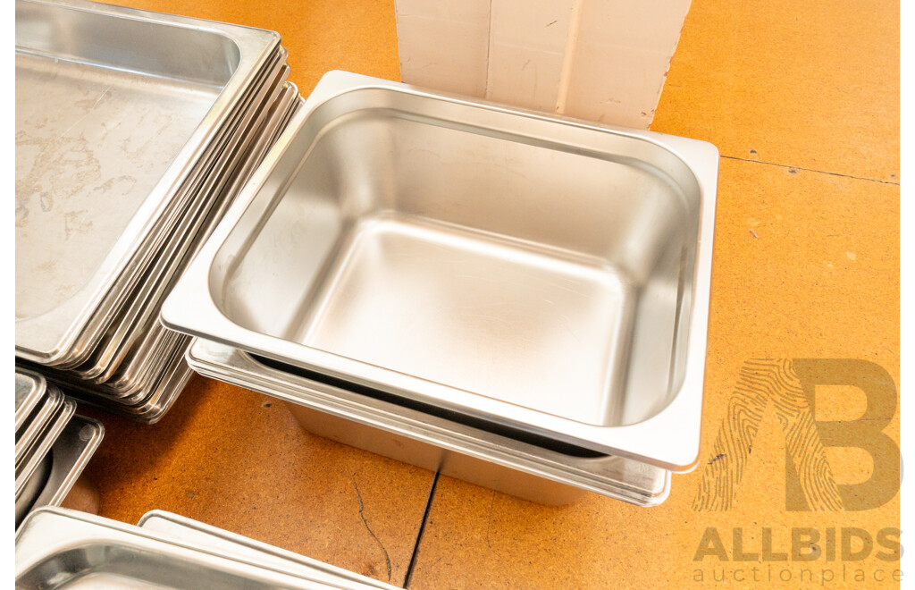 Selection of Stainless Steel Food Service Trays and Strainers