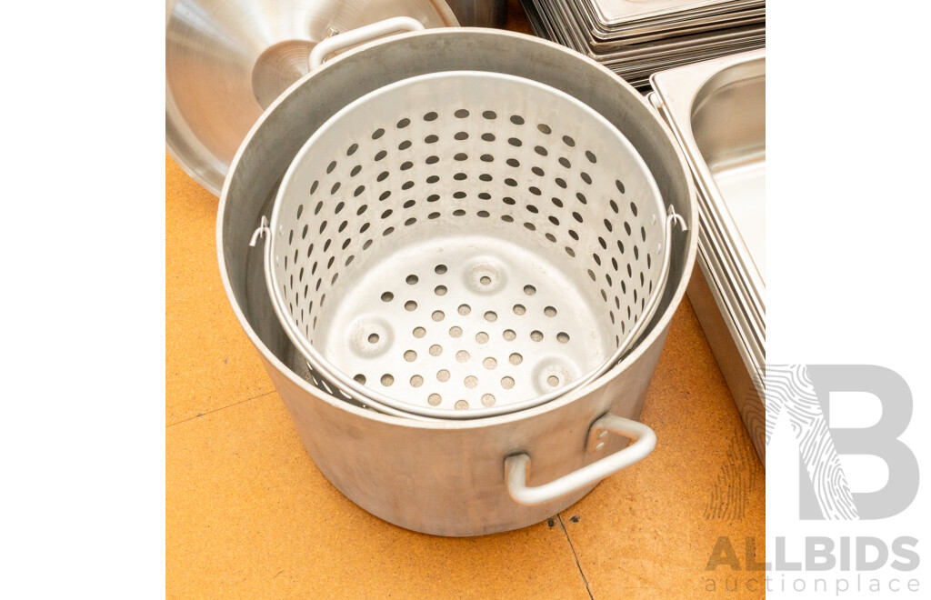 Selection of Stainless Steel Food Service Trays and Strainers