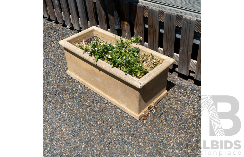 Beige Concrete Rectangular Planter Boxes - Lot of Five