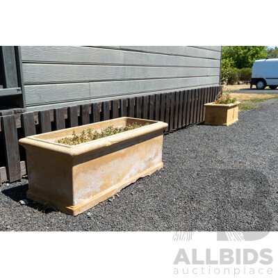 Beige Concrete Rectangular Planter Boxes - Lot of Five
