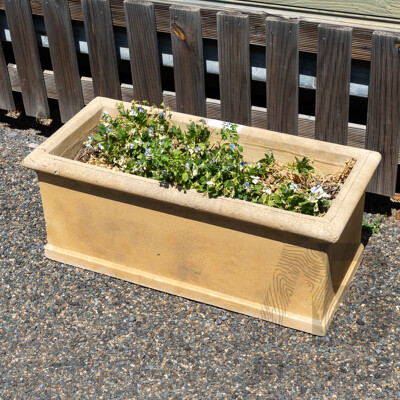 Beige Concrete Rectangular Planter Boxes - Lot of Five